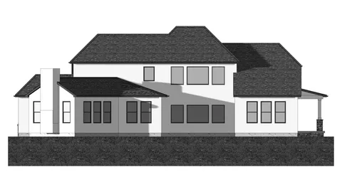 The Oakwood house plan, exterior view 3
